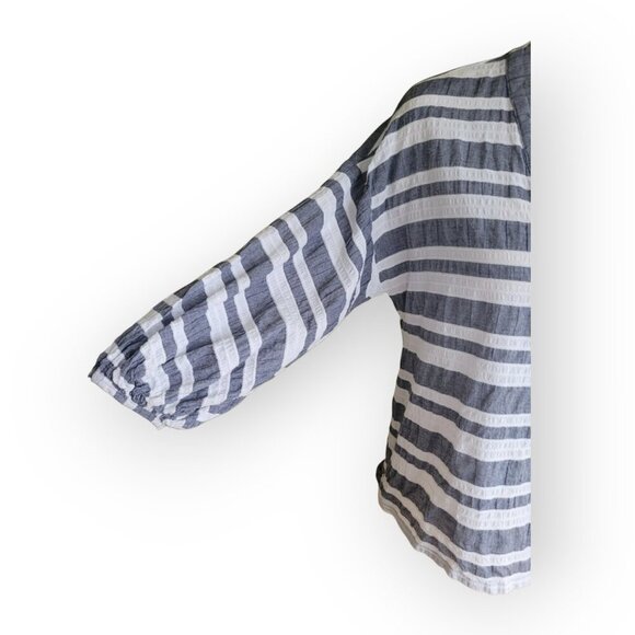 COURT & ROWE Blue Striped Cotton Blouse M - Picture 6 of 12